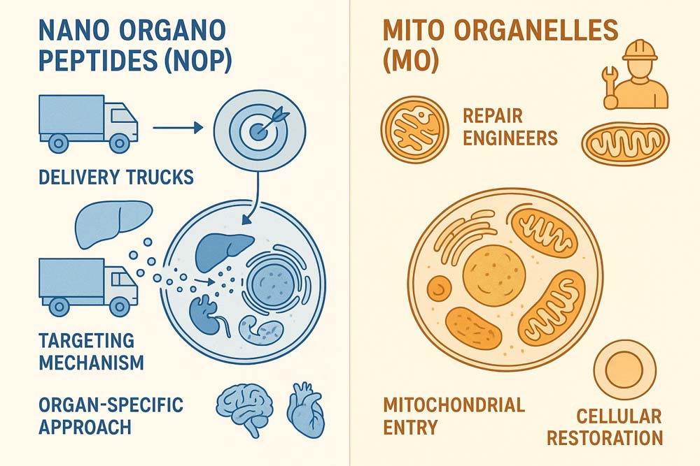 Detailed breakdown of how NOP and MO therapies function separately and together