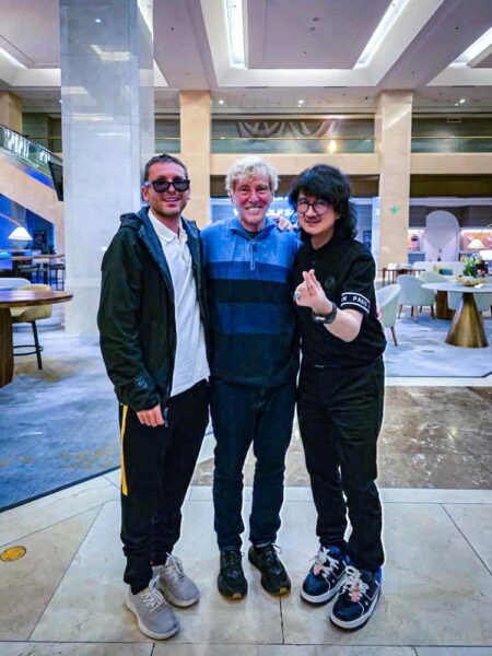 A pivotal meeting in May 2025: Matt Steinberg (left), Leigh Steinberg (center), and Prof. Dato Sri Dr. Mike Chan (right). This gathering marked the beginning of a transformative journey into precision bioregenerative medicine for the Steinberg family.