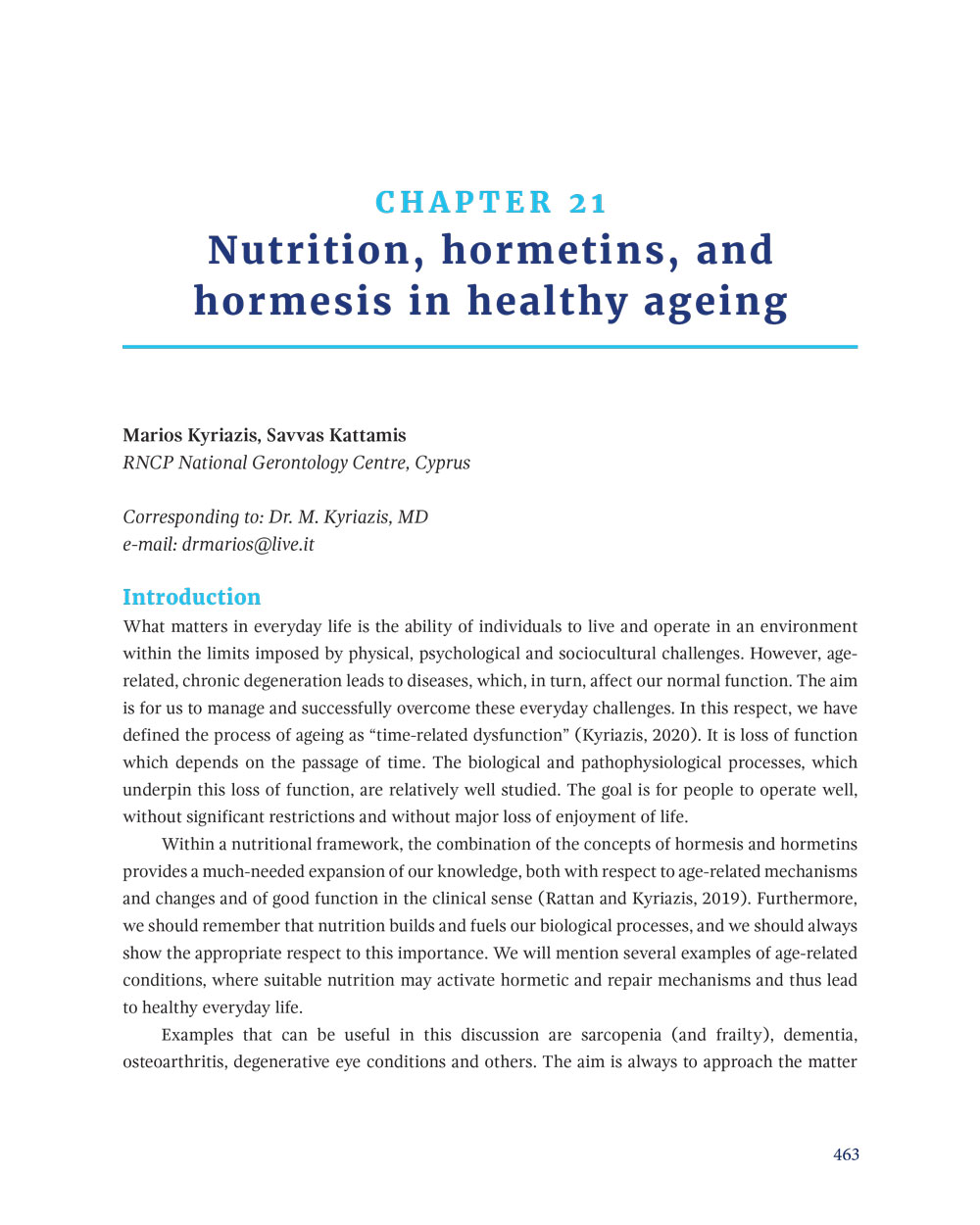 Chapter 21: Nutrition, hormetins, and hormesis in healthy ageing